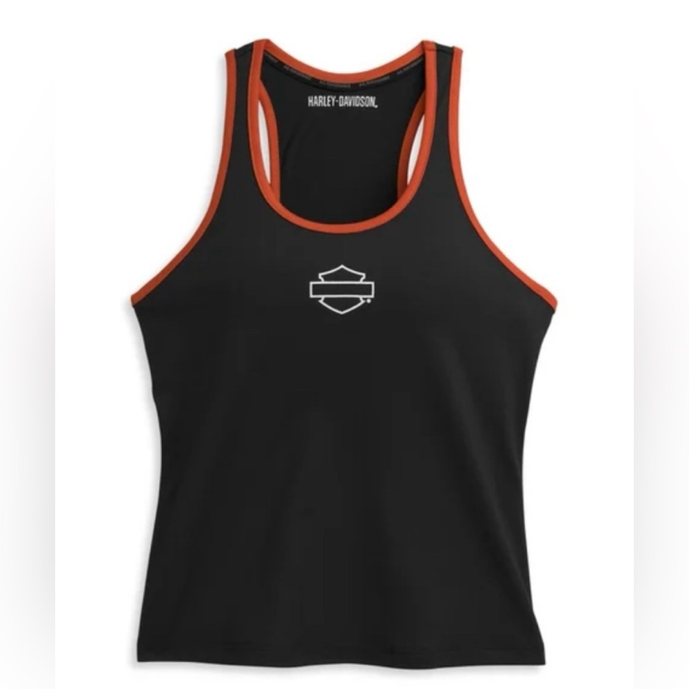 Harley-Davidson Black and Orange Tank Top